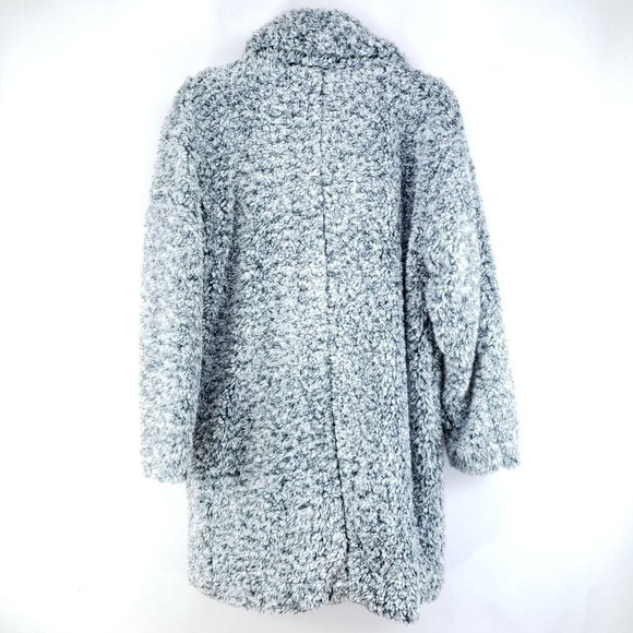 Lucky Brand Shearling Snap Button Coat Women's Size Large Black White - Picture 3 of 7